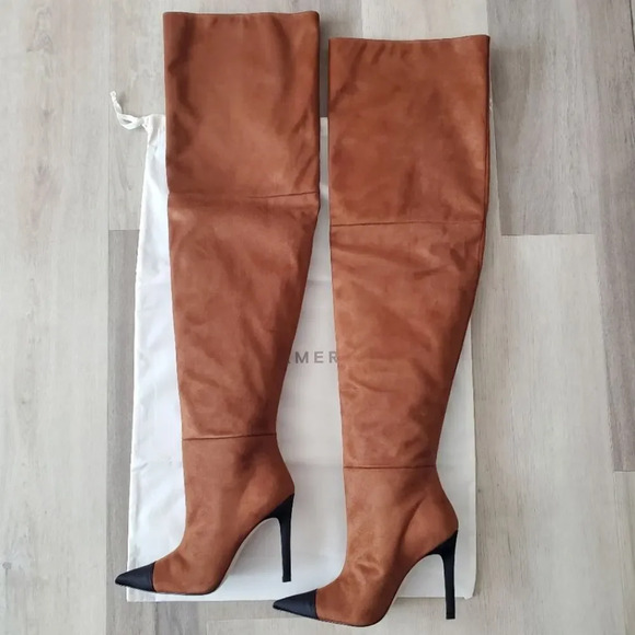 Good American Pointy Toe Over The Knee Slouch Boots Brown Roble Suede Size 5 - Picture 4 of 7